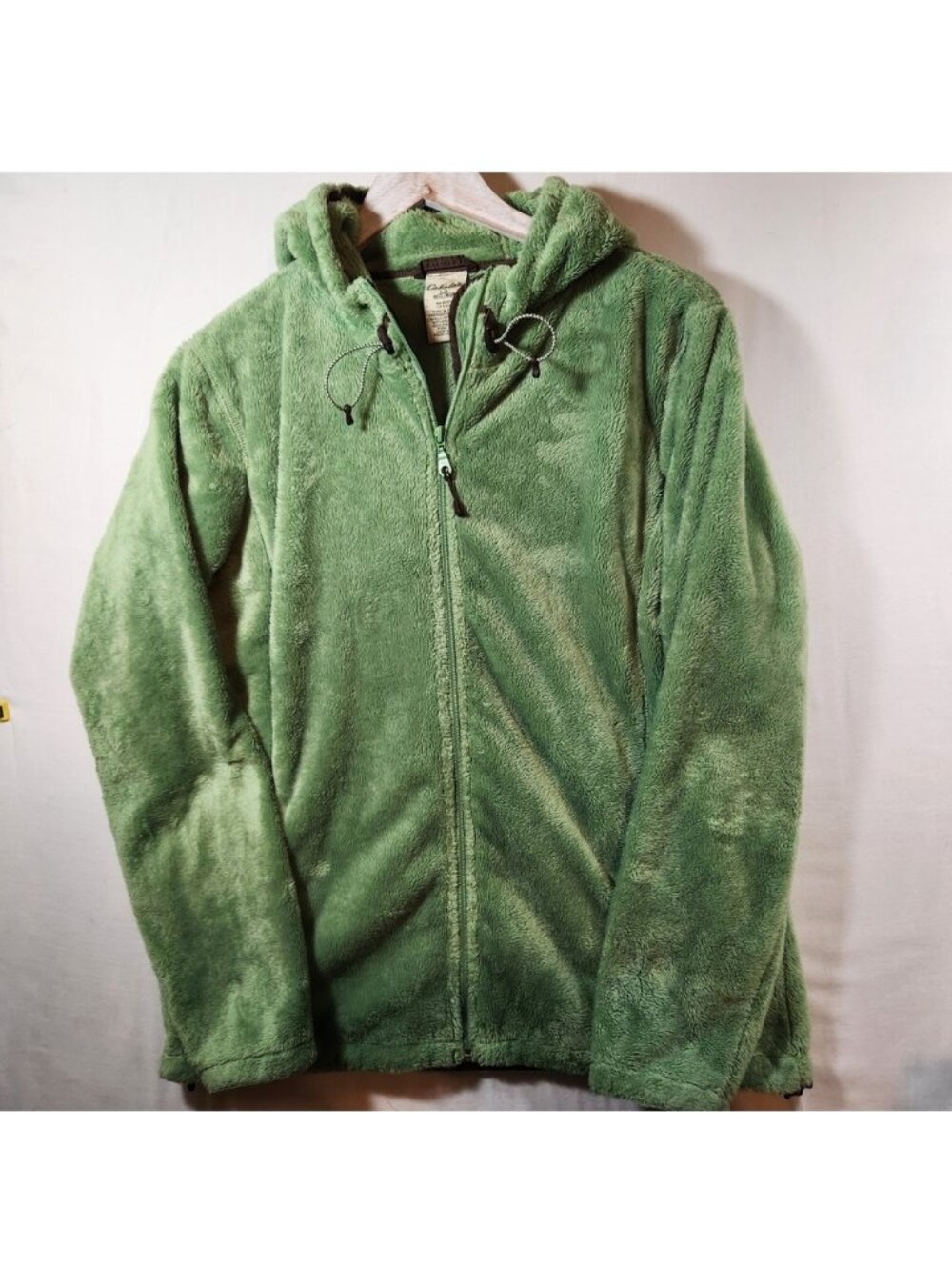 Vintage Cabelas Womens Green High Pile Fleece Full Zip Hoodie Jacket Size Large